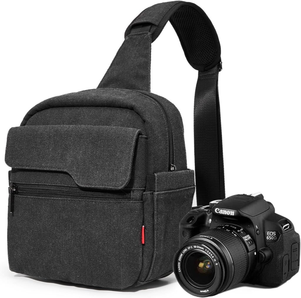 Cwatcun Small Camera Bag Shoulder Camera Bag for Photographer Canvas Water Resistant DSLR Sling Camera Bag Compatible with Nikon Sony Lightweigth Cwatcun Small Camera Bag Shoulder Camera Bag for Photographer Canvas Water Resistant DSLR Sling Camera Bag Compatible with Nikon Sony Lightweigth