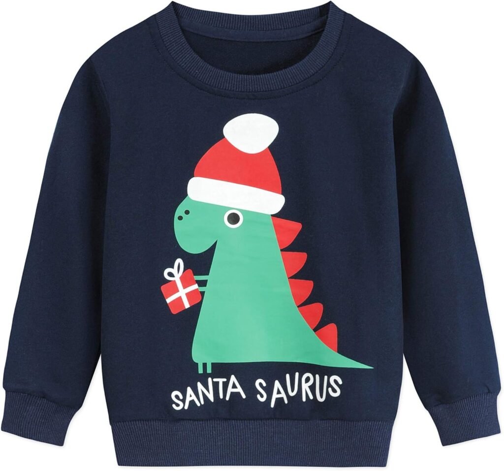 DHASIUE Kids Boys Christmas Sweatshirt Jumper Dinosaur Long Sleeve Tops T-Shirt Cotton Casual Toddler Clothes Age 1-7 Years DHASIUE Kids Boys Christmas Sweatshirt Jumper Dinosaur Long Sleeve Tops T-Shirt Cotton Casual Toddler Clothes Age 1-7 Years