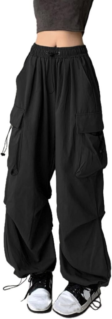 DINGJIUYAN Parachute Pants Women Gothic Y2k Cargo Harem Pants Plus Size Elastic Waist Trousers Harajuku Punk Jogger Pants