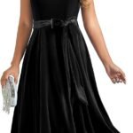 DRESSTELLS Velvet Cocktail Dresses for Women Wedding Guest, Fall Winter Fit Flare Holiday Party Dress 2024