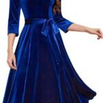 DRESSTELLS Velvet Dress for Women UK, Velvet Christmas Party Dresses, Long Sleeves Winter Formal Xmas Evening Dress