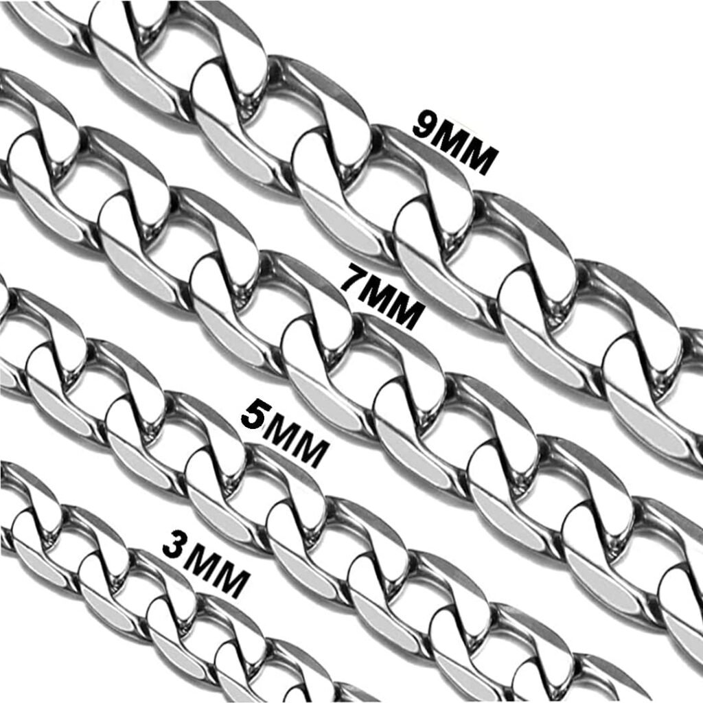 Daisy Philip 3mm 5mm 7mm 9mm CURB Mens Necklace Silver Chain Cuban – Stainless Steel Jewellery – Neck Link Chains for Men Man Women Boys Kids