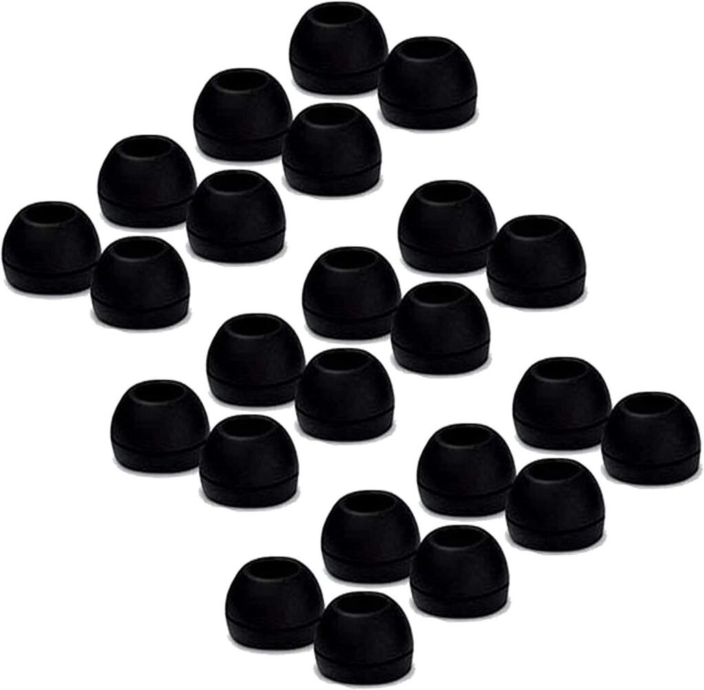 DelTex® (Medium, Black) 24 Pack Replacement Earphone Earbuds Tips Buds For Sennheiser CX300 / CX400 / CX500, MM50IP, Sony EX71 / EX81 , Phillips, Creative, Sharp, Panasonic, Skullcandy, Sony Ericsson Headsets, Denon, Griffin, ezGears, JBL 100% FITS