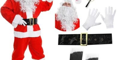 Deluxe Santa Suit Mens – Father Christmas Fancy Dress in 10 Pieces Inc. Jacket, Trousers, Hat, Wig, Beard, Eyebrows, Glasses, Gloves, Boot Covers & Belt (XXX-Large) Deluxe Santa Suit Mens – Father Christmas Fancy Dress in 10 Pieces Inc. Jacket, Trousers, Hat, Wig, Beard, Eyebrows, Glasses, Gloves, Boot Covers & Belt (XXX-Large)