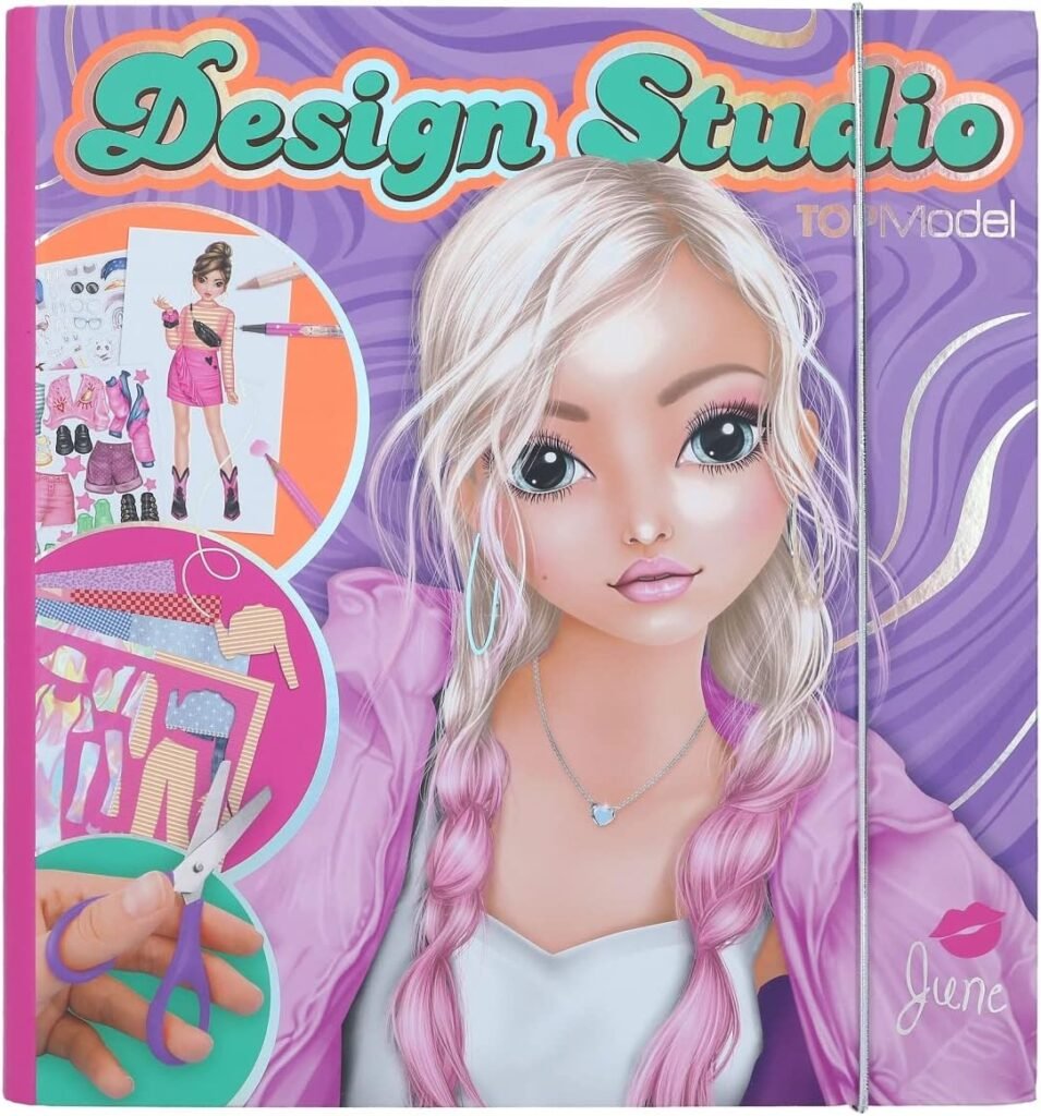 Depesche 12045 Create Your TOPModel Design Studio Colouring Book Set with 30 Pages for Designing Fashion Outfits, Colouring Book with Sticker Sheet and Much More