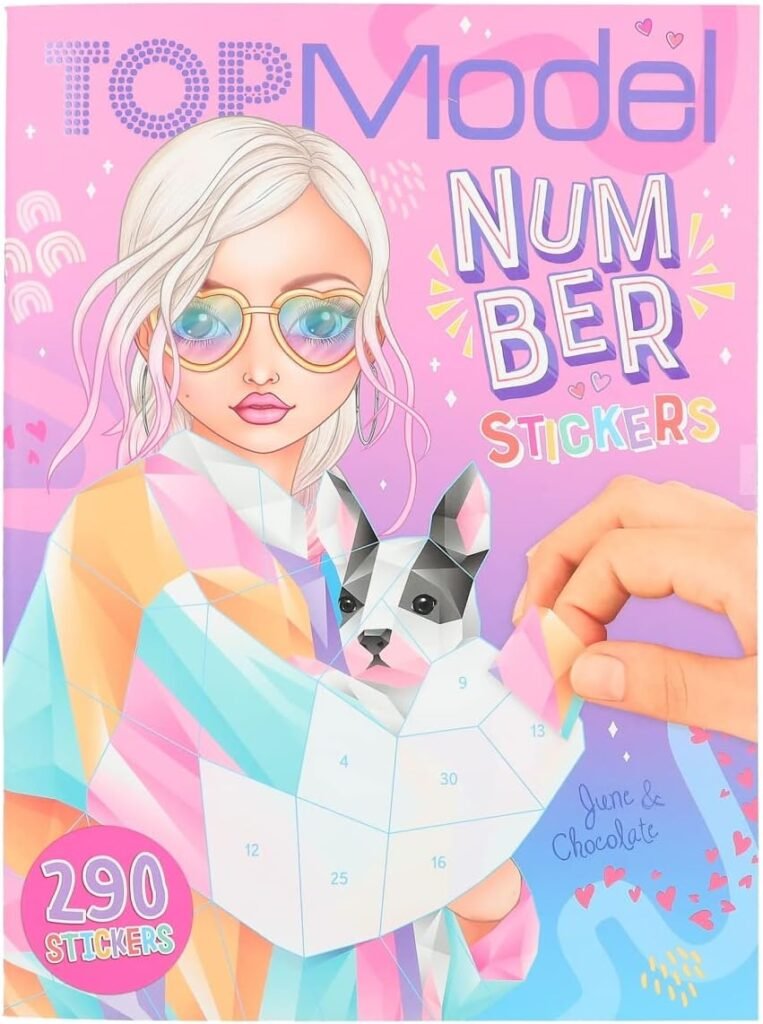 Depesche 12485 TOPModel Fantasy Number Sticker – Sticker Book with 16 Pages for Designing Outfits by Numbers, Includes 8 Sticker Sheets