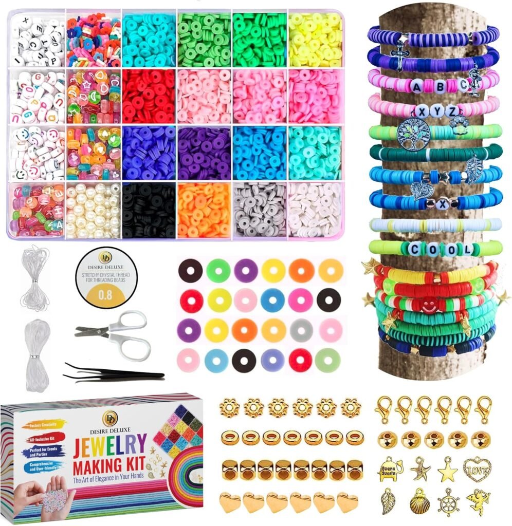 Desire Deluxe Bracelet Making Kit Necklace Clay Beads Friendship Jewelry Letter Arts & Crafts Pendant Charms Kit Elastic Rubber Strings Girls Toys Gift Present(6084pc) Desire Deluxe Bracelet Making Kit Necklace Clay Beads Friendship Jewelry Letter Arts & Crafts Pendant Charms Kit Elastic Rubber Strings Girls Toys Gift Present(6084pc)
