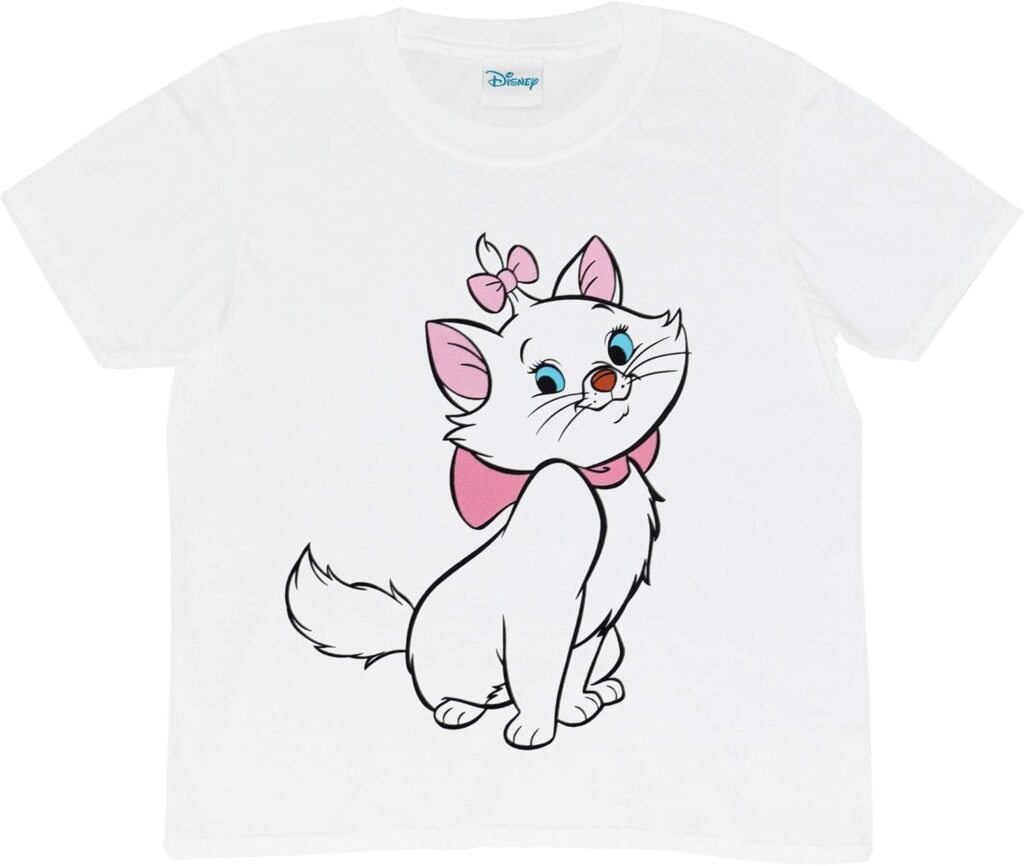 Disney Aristocats Marie T-Shirt, Baby Girls, 5-13 Years, White, Official Merchandise Disney Aristocats Marie T-Shirt, Baby Girls, 5-13 Years, White, Official Merchandise