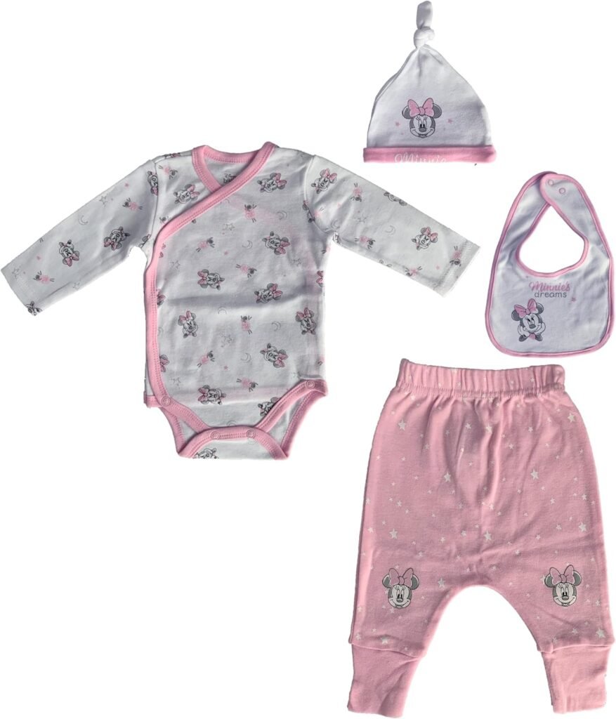 Disney Baby Gift Set, Minnie Mouse Design, 4 Piece Cotton, Gift Box