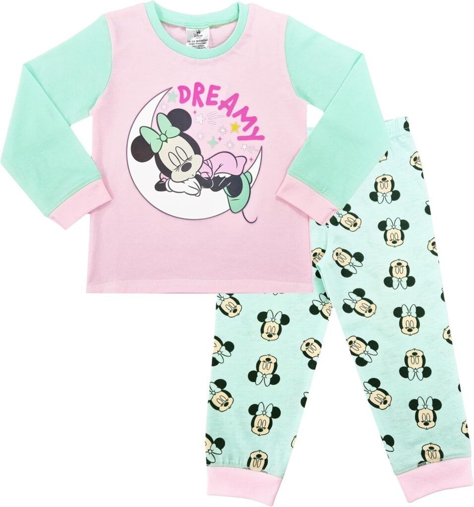 Disney Baby Girls Minnie Mouse Dreamy Pyjama Set Pjs Nightwear Size 6 to 24 Months
