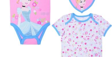 Disney Baby Girl’s Minnie, Pooh or Cinderella 2-Pack Bodysuit with Bib