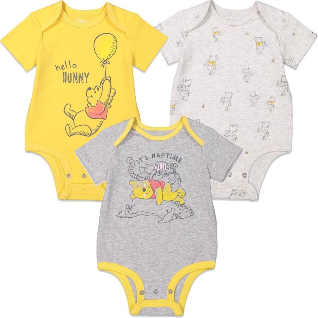 Disney Bambi,Lion King,Mickey Minnie Mouse,Winnie The Pooh,Princess,Dumbo Baby Girls 3 Pack Bodysuits Newborn to Infant Disney Bambi,Lion King,Mickey Minnie Mouse,Winnie The Pooh,Princess,Dumbo Baby Girls 3 Pack Bodysuits Newborn to Infant