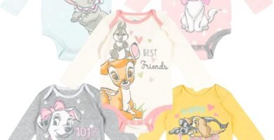 Disney Classics Pumbaa Timon Simba Baby Girls 5 Pack Bodysuits Newborn to Infant