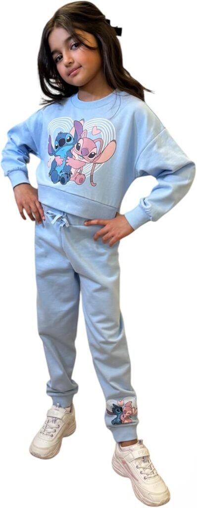 Disney Lilo & Stitch Girls Tracksuit, Cropped Sweatshirt and Jogging Bottoms for Girls Teenagers 5 to 15 Years Old Disney Lilo & Stitch Girls Tracksuit, Cropped Sweatshirt and Jogging Bottoms for Girls Teenagers 5 to 15 Years Old
