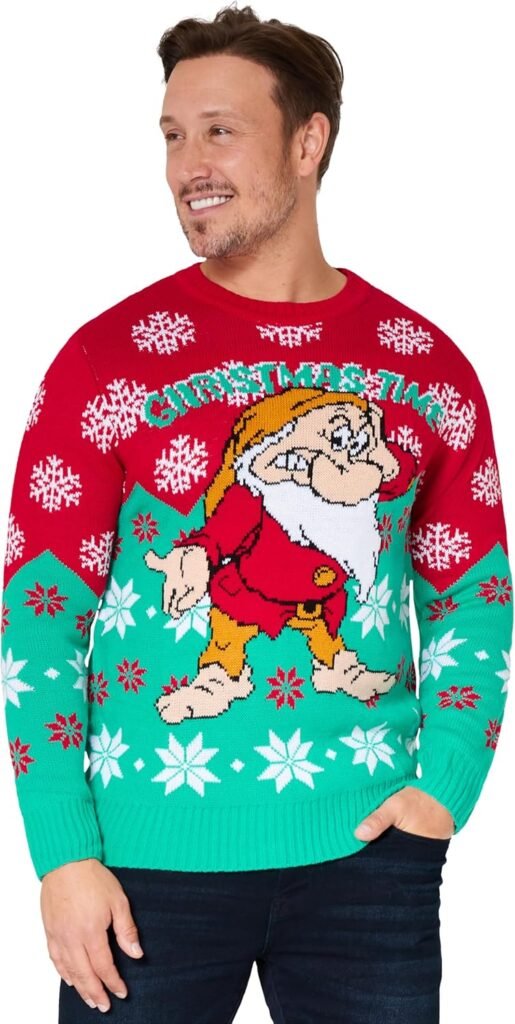 Disney Mens Christmas Jumper Crew Neck with Long Sleeves, Warm Cosy Xmas Jumper – Gifts for Men