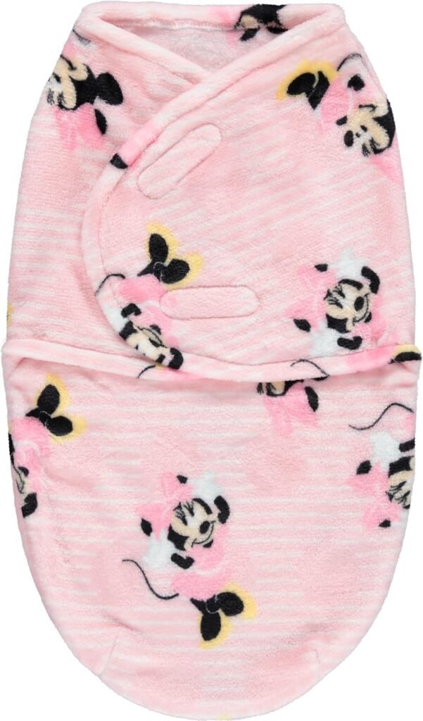 Disney Minnie Mouse Single Ply Baby Swaddle Sack, Easy Wrap Infant Swaddling Blanket, Soft Comfort Swaddler/Hospital Swaddles for Newborns, Polka Dot