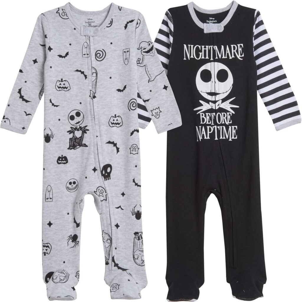 Disney Nightmare Before Christmas Jack Skellington Baby Boys 2 Pack Footed Coveralls