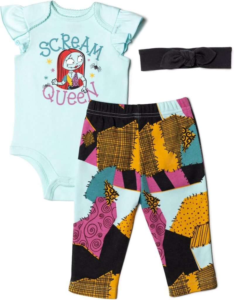 Disney Nightmare Before Christmas Sally Baby Girls Bodysuit Pants & Headband Set Disney Nightmare Before Christmas Sally Baby Girls Bodysuit Pants & Headband Set