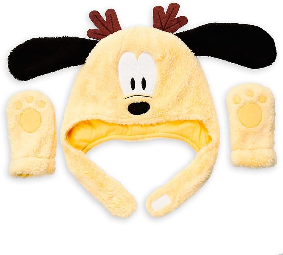 Disney Pluto Holiday Hat and Mittens Set Baby 0-6 Months Yellow