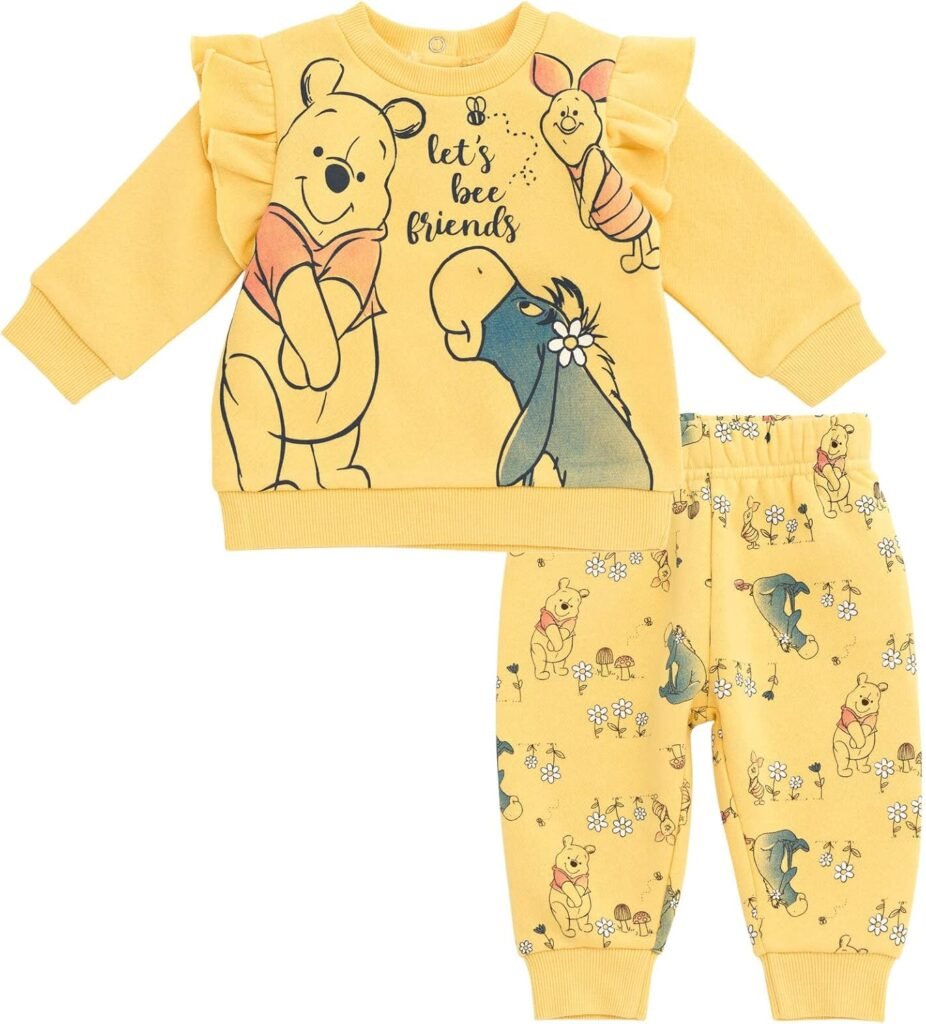 Disney Princess Minnie Mouse Winnie the Pooh Rapunzel Eeyore Piglet Toddler Boys Fleece Sweatshirt and Pants Set