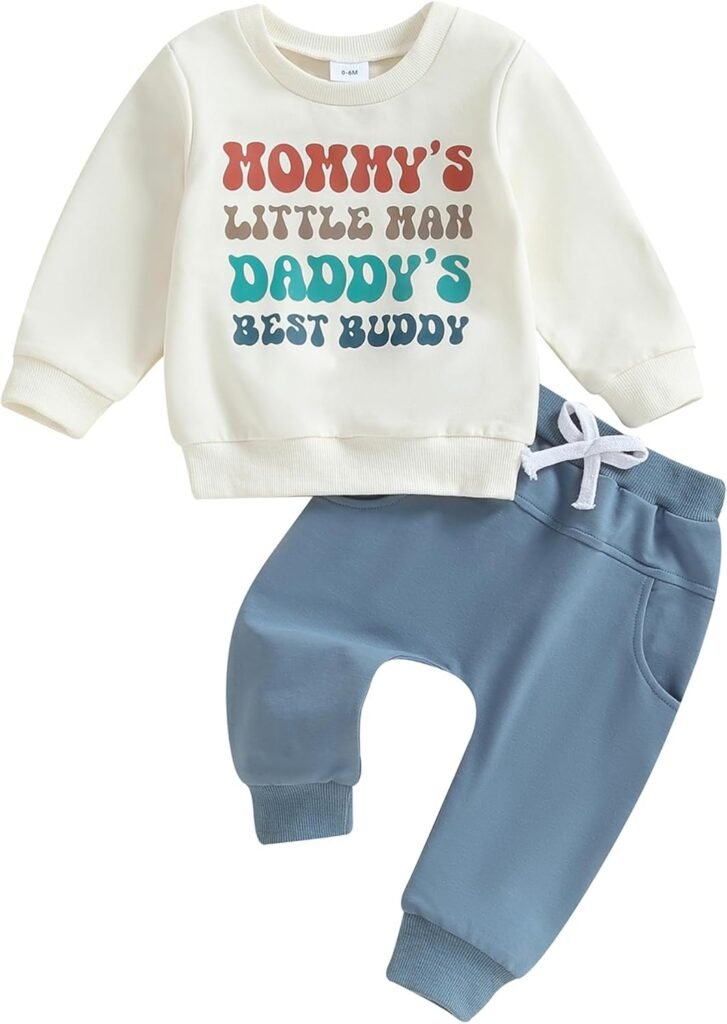 Domisola Toddler Baby Boy Clothes Long Sleeve Crewneck Sweatshirt Tops Trousers Pants Set Infant Fall Winter Outfits