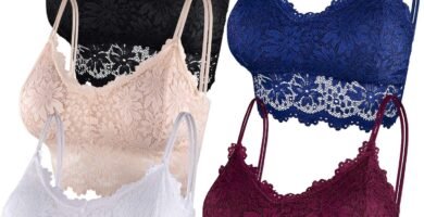 Duufin 5 Pieces Bralette Lace Padded Bralette Lace Bandeau Bra Tube Bra Lace Top with Straps and Removable Pads for Women Girls Duufin 5 Pieces Bralette Lace Padded Bralette Lace Bandeau Bra Tube Bra Lace Top with Straps and Removable Pads for Women Girls