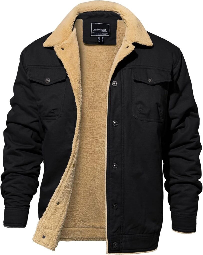 EKLENTSON Men’s Military Jacket Tactical Warm Fleece Winter Coat Windbreaker Thick Lapel Collar Combat Casual Cargo Jacket