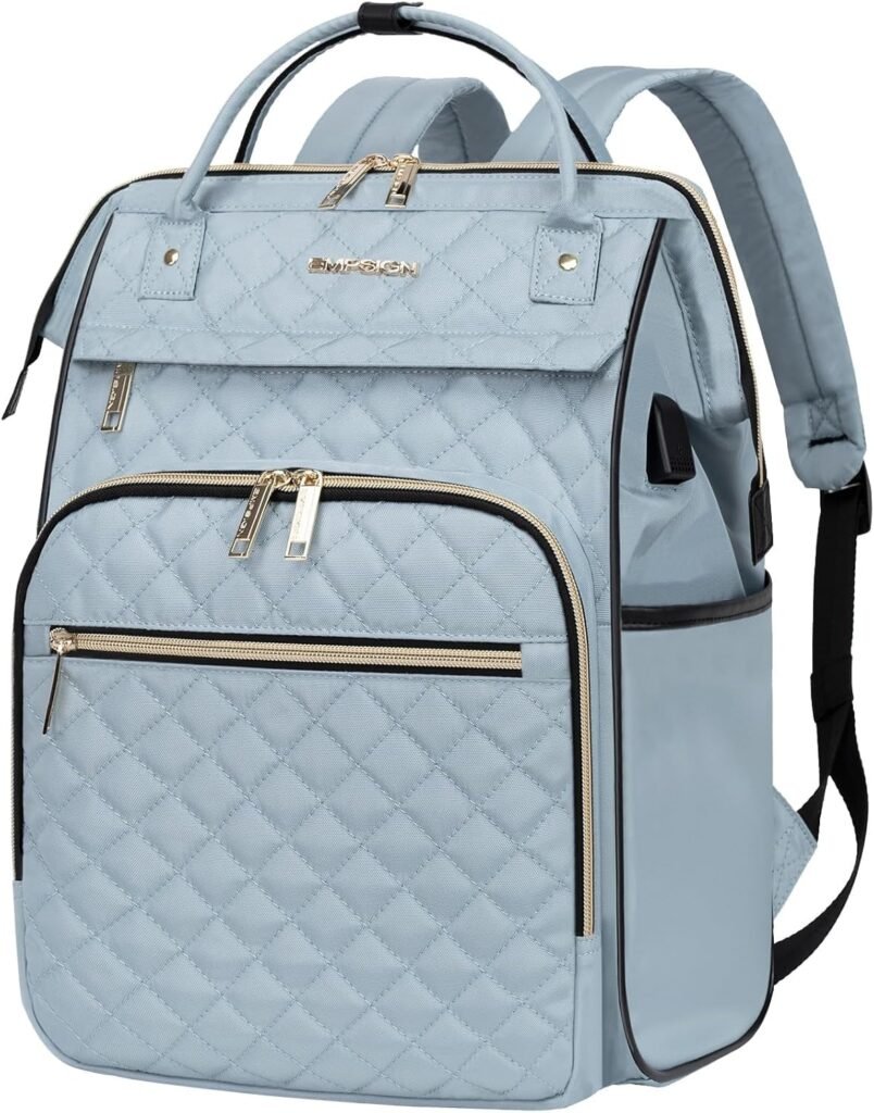 EMPSIGN Laptop Backpack Women 17 Inch, Large Laptop Rucksack Wide Open, College School Backpack with USB Charging Port, Water Repellent Travel Business Work Bag Computer Bookbag for Men