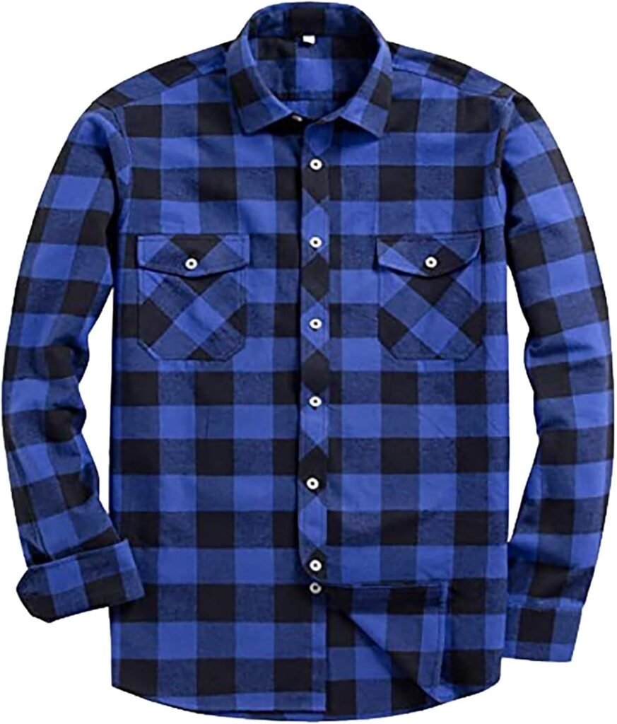 EMUKFD Mens Plaid Shirts Button Down Long Sleeve Regular Fit T Shirts Vintage Flannel Shirts Work Casual Tops Fall Clothes