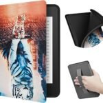 ERUNTO Case for 6.8-inch Kindle Paperwhite and Paperwhite Signature Edition, TPU Cover with Cloth Texture and Hand Belt on The Back, Magnetic Shell Cover with Smart Wake-up/Sleep Function(Cat)