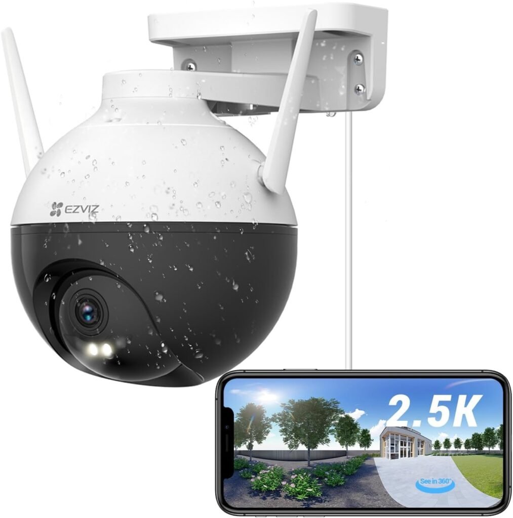 EZVIZ 2.5K Pan/Tilt/Zoom Wi-Fi Security Camera, Outdoor CCTV, 360° View, AI Human Detection, 30M Colour Night Vision, Two-Way Talk, Work with Alexa & Google, 256 GB SD Card/Cloud Storage (C8W 4MP)