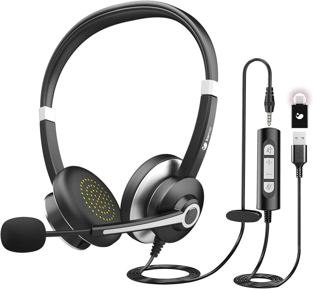 Earbay USB Headset With Microphone For Laptop, PC Headphones With Mic Noise Cancelling, Computer Headsets With In-Line Volume Control & Mute, Compatible with Ms teams, Zoom, Webex, Office, Home Earbay USB Headset With Microphone For Laptop, PC Headphones With Mic Noise Cancelling, Computer Headsets With In-Line Volume Control & Mute, Compatible with Ms teams, Zoom, Webex, Office, Home