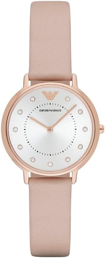 Emporio Armani Watch for Women, Two Hand Movement, 32 mm Rose Gold Stainless Steel Case with a Leather Strap, AR2510 Emporio Armani Watch for Women, Two Hand Movement, 32 mm Rose Gold Stainless Steel Case with a Leather Strap, AR2510