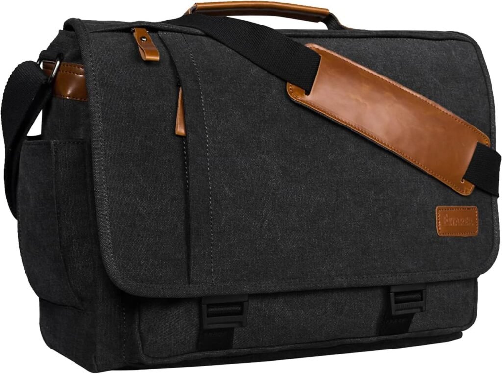 Estarer Laptop Messenger Shoulder Bag 17.3 Inch Mens Water Resistant Canvas Satchel Briefcase for Work Office(Dark Grey) Estarer Laptop Messenger Shoulder Bag 17.3 Inch Mens Water Resistant Canvas Satchel Briefcase for Work Office(Dark Grey)