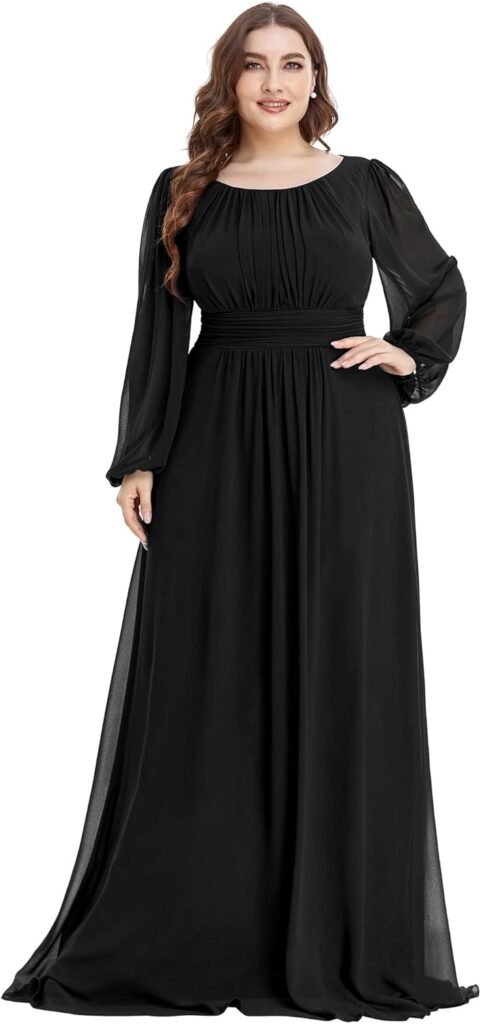 Ever-Pretty Women’s Bright Round Neck Long Sleeve Chiffon Floor Length Evening Dresses ES0106B Ever-Pretty Women’s Bright Round Neck Long Sleeve Chiffon Floor Length Evening Dresses ES0106B