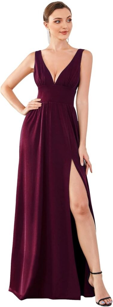 Ever-Pretty Women’s High Stretch V Neck Sleeveless Floor Length Split Evening Dresses EE0168B