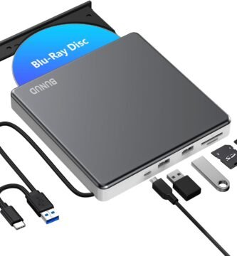 External Blu Ray DVD Drive, USB 3.0 & Type-C Blu-Ray Burner Writer with SD/TF & USB Ports, Slim Optical 3D BD Bluray Drive for Laptop Mac MacBook Pro Air iMac PC Apple Windows 11/10