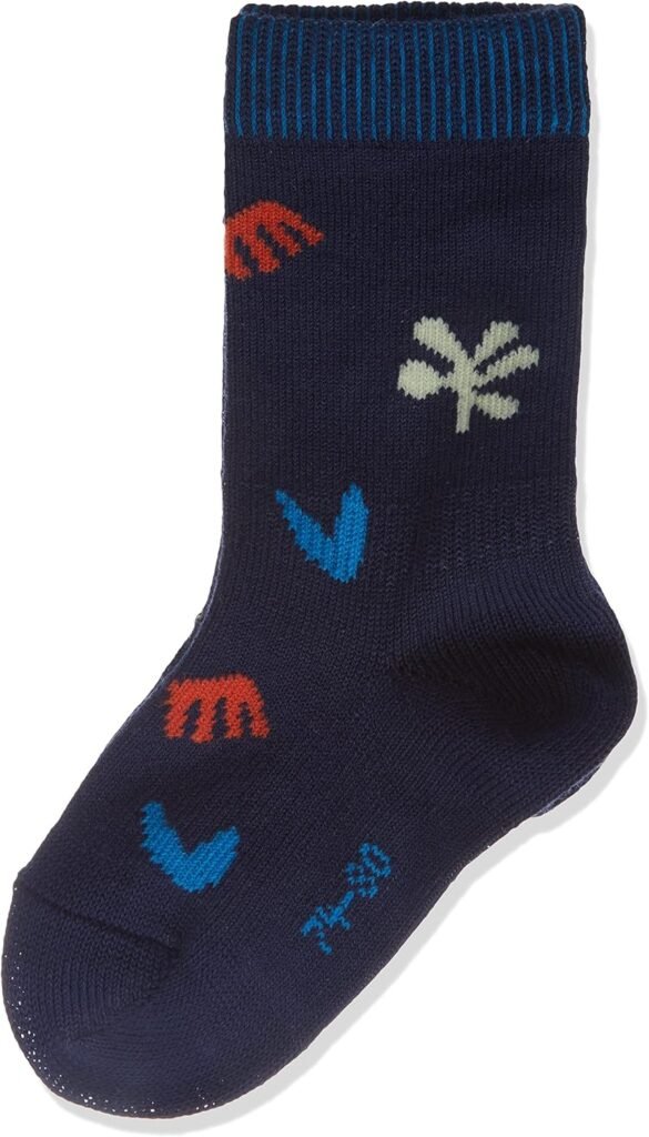 FALKE Unisex Baby Baby Plants Socks Sustainable Organic Cotton Blue Grey Pink Patterned Mid-Calf Length 1 Pair