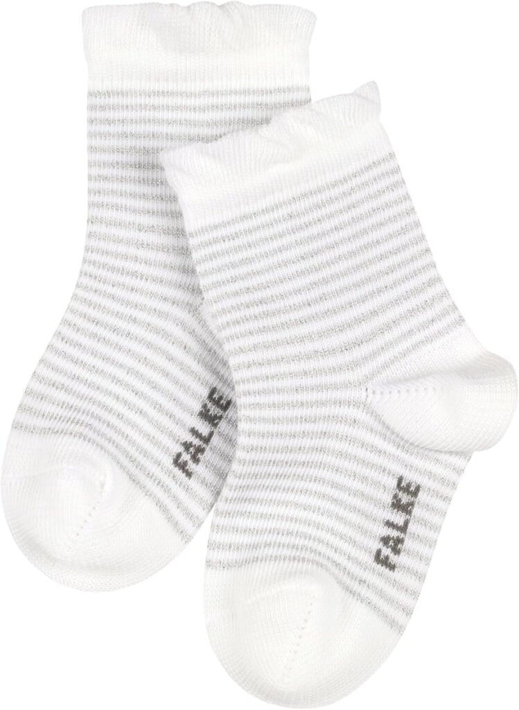 FALKE Unisex Baby Glitter Stripe Socks Cotton Beige Pink More Colours Thin Shiny Calf Socks For Babies Colourful Patterned 1 Pair