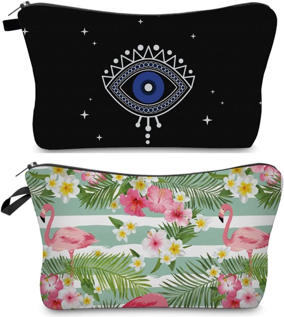 FAVORTALK Cosmetic Bag 2 Pcs Small Cosmetic Bags Portable Make Up Bag Men Mini Makeup Bag for Handbag Personalised Makeup Pouch for Ladies Women – B16709