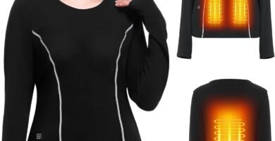 FERNIDA Women Heated Thermal Tops with Battery Pack, Heating Long Sleeves Baselayer Top Thermal Ladies T-Shirts, 6 Heated Zones