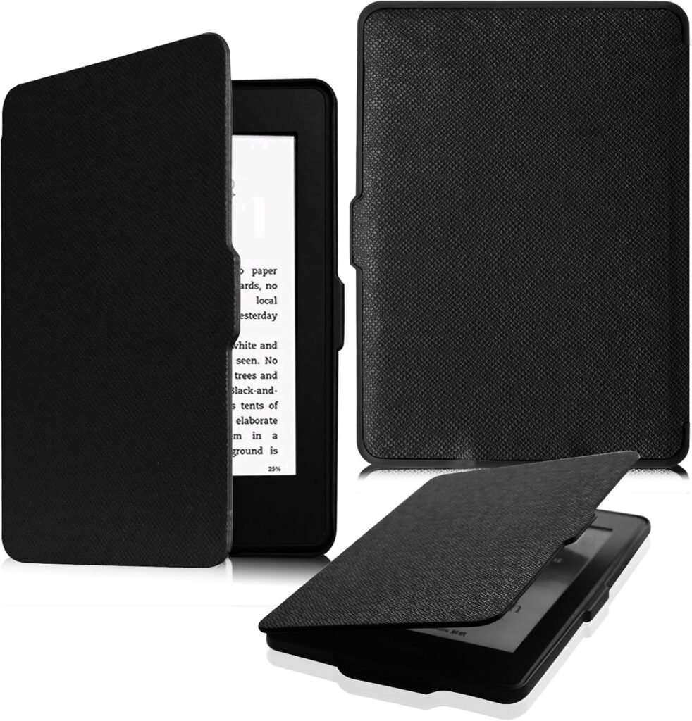 FINTIE Slimshell Case for 6″ Kindle Paperwhite 2012-2017 (Model No. EY21 & DP75SDI) – Lightweight Protective Cover with Auto Sleep/Wake (Not Fit Paperwhite 10th & 11th Gen), Black