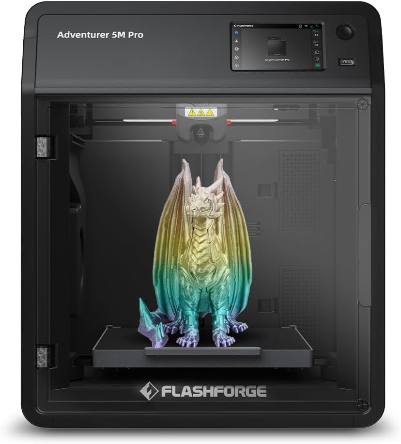 FLASHFORGE Adventurer 5M Pro 3D Printer, 600mm/s Max High-Speed 3D Printers with Auto Leveling, Dual Air Filtration System, Remote Camera Monitoring, Automatic Shutdown, 50dB Silent Printing