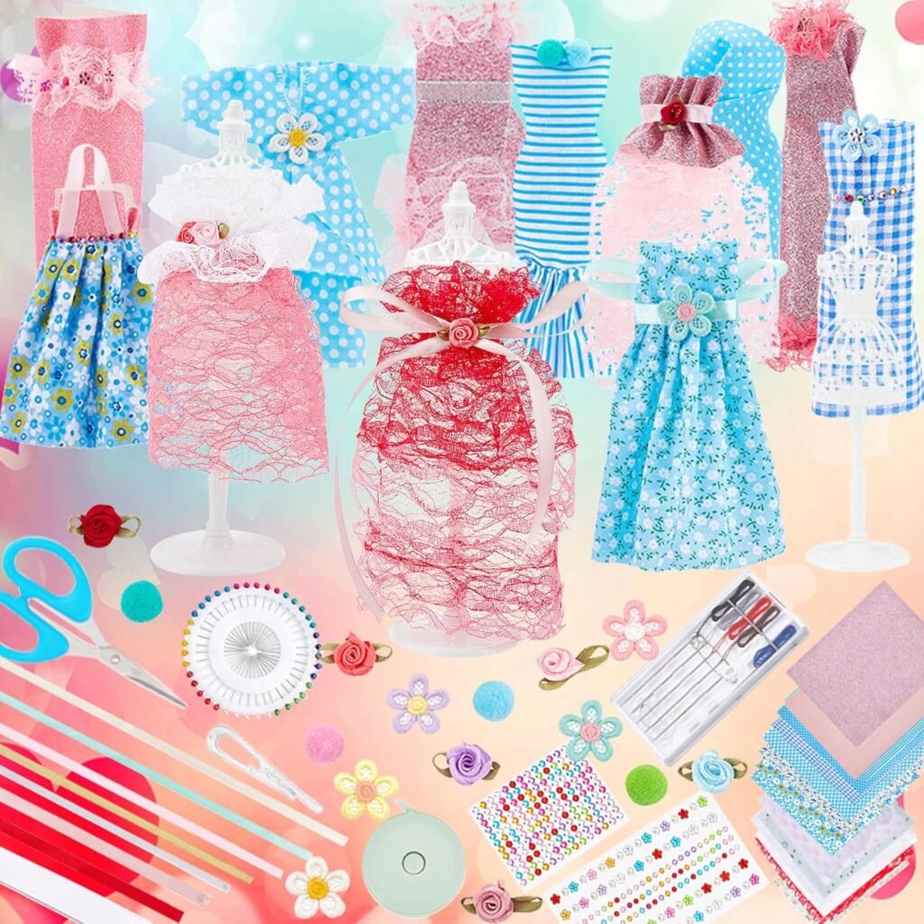 FREEBLOSS 400+Pcs Fashion Designer Kits Clothes Designer Sewing Kit Creativity DIY Arts and Crafts Kit Sewing Kit with Mannequins for Birthday FREEBLOSS 400+Pcs Fashion Designer Kits Clothes Designer Sewing Kit Creativity DIY Arts and Crafts Kit Sewing Kit with Mannequins for Birthday