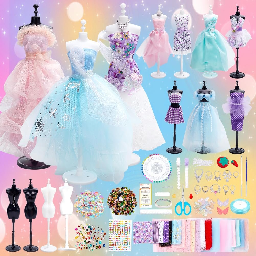 FREEBLOSS 600+Pcs Fashion Design Kits Sewing Kit for Kid Fashion Design Kit with 4 Mannequins Sewing Craft Kit Arts and Crafts Sewing Kit for Adults Dress Designer Kit for All Ages FREEBLOSS 600+Pcs Fashion Design Kits Sewing Kit for Kid Fashion Design Kit with 4 Mannequins Sewing Craft Kit Arts and Crafts Sewing Kit for Adults Dress Designer Kit for All Ages