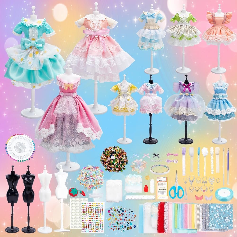 FREEBLOSS 600+Pcs Fashion Designer Kits Creativity DIY Arts & Crafts, with 4 Mannequins All in One Box Clothes Sewing Kit for All Ages Birthday Gift FREEBLOSS 600+Pcs Fashion Designer Kits Creativity DIY Arts & Crafts, with 4 Mannequins All in One Box Clothes Sewing Kit for All Ages Birthday Gift