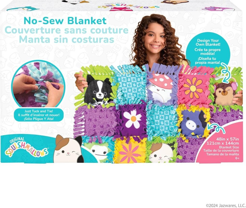 Fashion Angels Squishmallows No-Sew Blanket & Pillow Kit Makes 1 57 X 48 Blanket and 1 Pillow, Includes Polar Fleece Squares with Assorted Patterns and Squishmallows Fashion Angels Squishmallows No-Sew Blanket & Pillow Kit Makes 1 57 X 48 Blanket and 1 Pillow, Includes Polar Fleece Squares with Assorted Patterns and Squishmallows