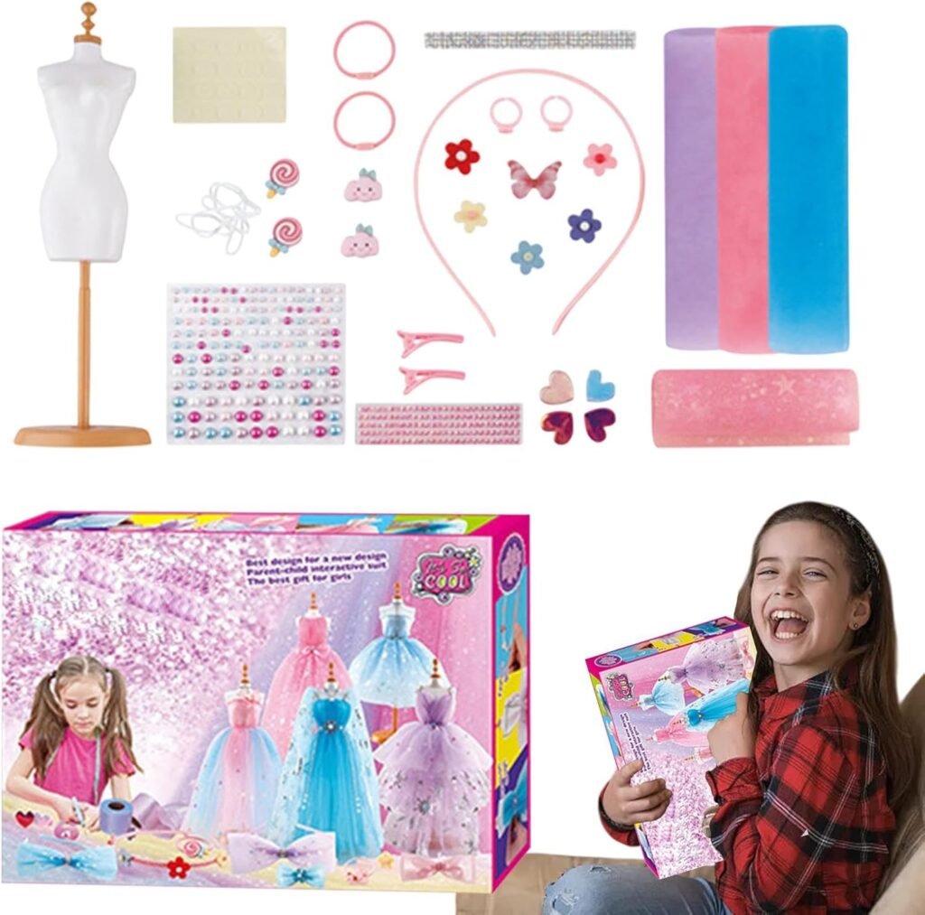 Fashion Designer Kits for Girls, Kids Sewing Kit Sewing Kit with Mannequins Creative DIYArts & Craft Kits for Kids Doll Clothes Making Kit Arts and Crafts Making Kit ForKids Age 9 10 11 12+ Dress Up