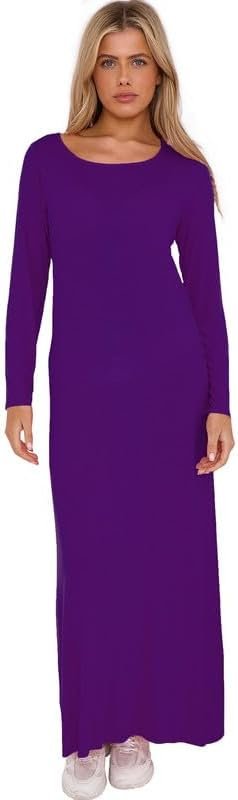 Fashion Flair Long Sleeve Maxi Dresses for Women UK Plus Size Ladies Round Neck Full Length Maxi Dress Top 8-26 Fashion Flair Long Sleeve Maxi Dresses for Women UK Plus Size Ladies Round Neck Full Length Maxi Dress Top 8-26