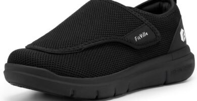 FitVille Womens Diabetic Shoes Extra Wide Fit Trainers, Adjustable Easy Close Orthopedic Slippers for Swollen Feet Plantar Fasciitis